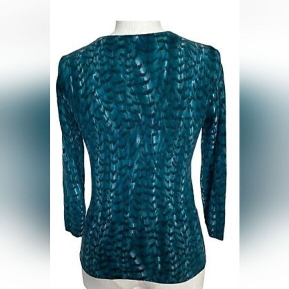Talbots Pure Cashmere Teal Feather Sweater - Picture 10 of 16